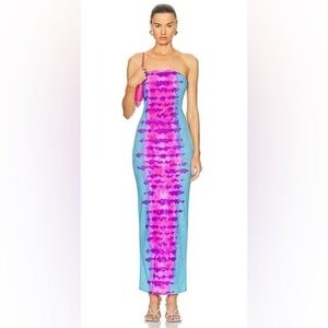 ROCOCO SAND Opal Maxi Dress Purple Blue Pink Tie Dye Size Small NWT